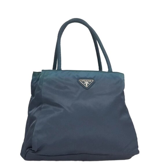 PRADA Hand Bag Nylon Blue Silver Auth 107216 - Picture 1 of 16